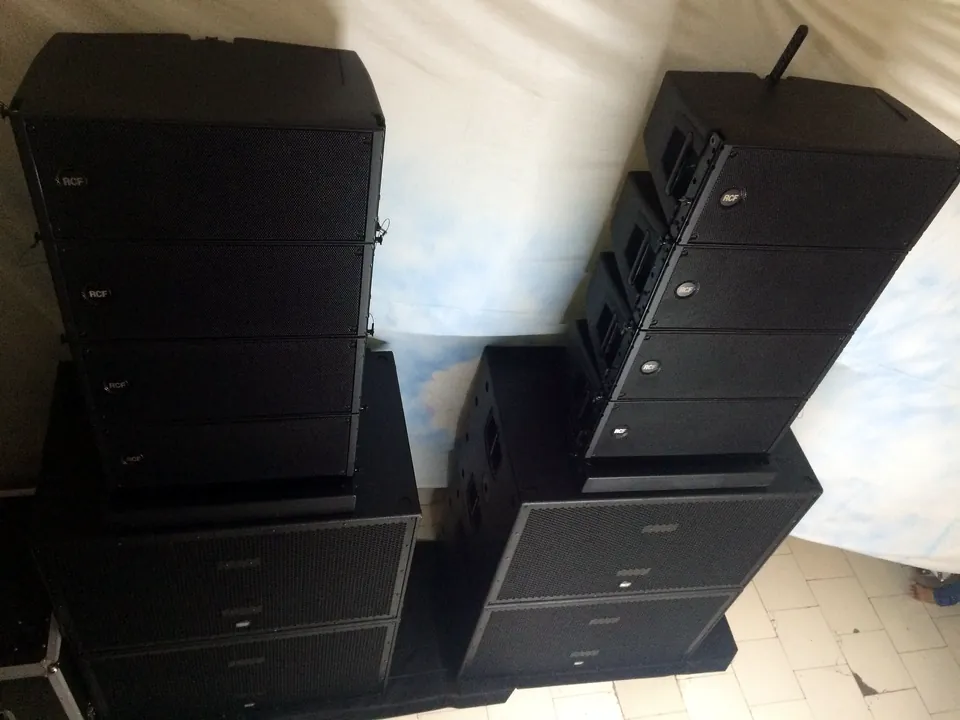 Sound Impulse RCF line-array and subwoofer stacks