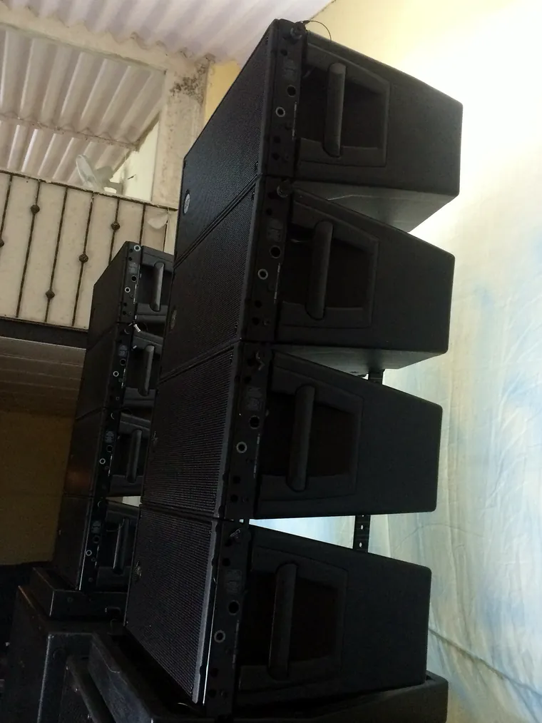 RCF line-array modules stacked high