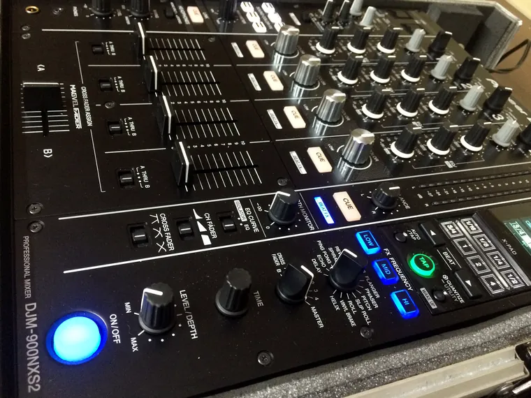 Close-up of the Pioneer DJM-900NXS2 mixer
